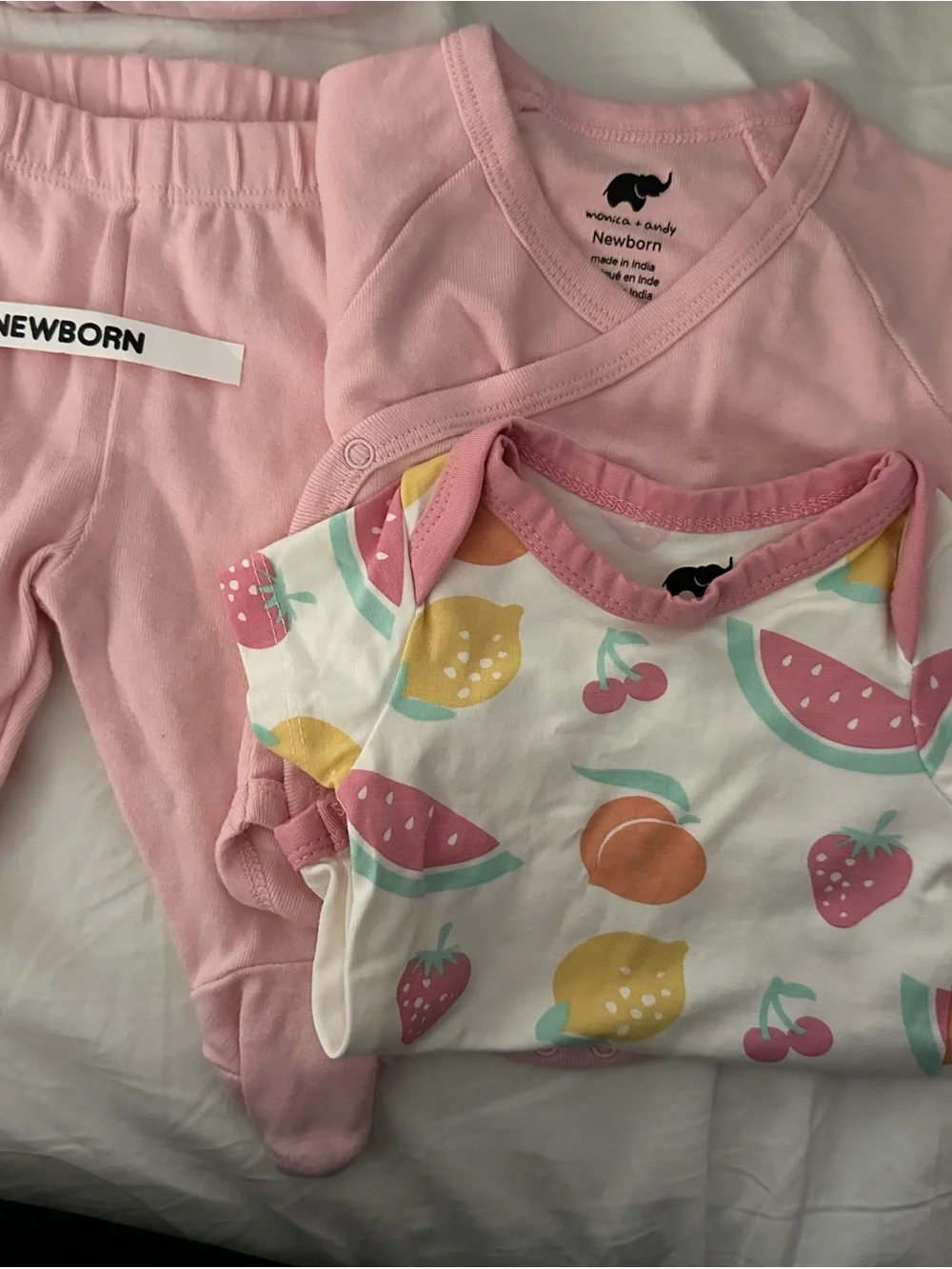 Monica + Andy Pink Fruit Print Newborn